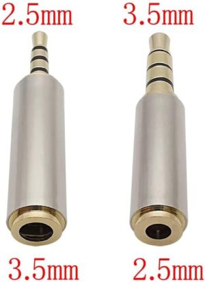 2Pcs 3.5mm to 2.5mm / 2.5 mm to 3.5 mm 4 Poles Stereo Audio Headphone AUX Adapter Male Plug Female Jack Converter Connector-B0BZPD28BM