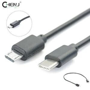 1pcs Type C USB-C To Micro USB Cable Micro B USB Type C Cord Male To Male Fast Charge Data Cable (30 Cm)-B0DHB54Y72