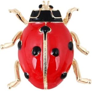 Fashion Rhinestone Brooch For Women Brooch Collar Pins Corsage Crystal Leaves Insect Brooch Badges Jewelry Accessories (Red-Beetle)-B0DBPZYL3N