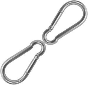 Spring Snap Hook 304 Stainless Steel Carabiner Camping Hiking Traveling Fishing, Small Carabiners for Dog Leash Harness (10 CMX 5 cm -2 Pack)-B0B3F6Q14N