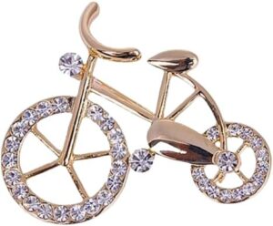 Alloy Rhinestone Inlaid Bicycle Brooch Pin-Golden (1 Pcs)-‎ B0D9H9KMQ6