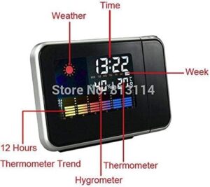Digital LCD Screen LED Projector Weather Station Alarm Clock - B0968YML2J