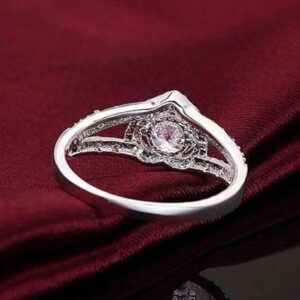 1PCs Women 925 Sterling Silver Crystal Love Heart Shaped Ring US Size US Size 6 (Dia): 16.4mm/0.65" (Approx.)-B0DLSSL7R7