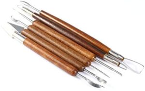 6pcs Clay Sculpting Set Wax Carving Tools Shapers Wood Handle - B091CQV68N