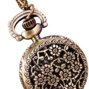 1Pcs Antique Unisex Vintage Hollow Crown Bronze Clock Quartz Pocket Dress-B0DLT4N8C3