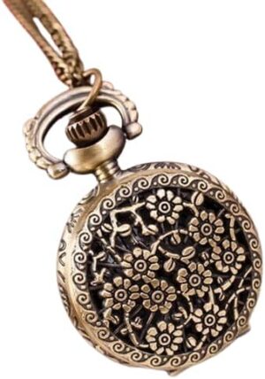 1Pcs Antique Unisex Vintage Hollow Crown Bronze Clock Quartz Pocket Dress-B0DLT4N8C3