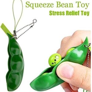Retail Squeeze-a-Bean,Soybean toy Keychain Set Prime, Soybean Stress Relieving Mobile Chain Fidget-B09694238S