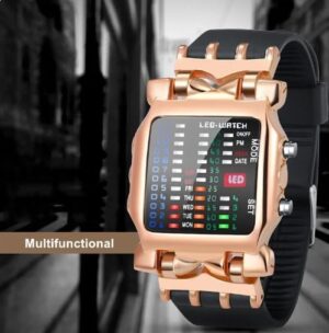 1Pcs New Digital Watch For Men Women 2022 Binary Luminous Cool Sports Style Electronic LED Display Dial Soft Wristband Men's Watch-B0CR6ZT723