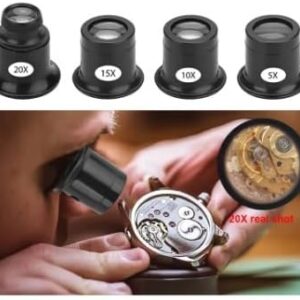 4pcs/set Eye Loupe Magnifiers 5x/10/15x/20x Watch repair tool kit Jewelry Loupe Magnifier Magnifiying Glass Watchmaker tools-B0CCJDVN4L