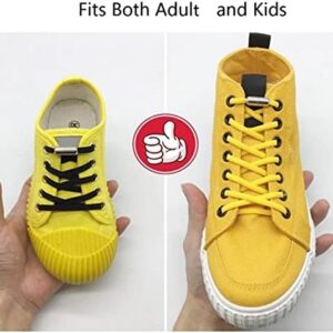 Kannisa 2 Pcs Elastic Laces Clasps Metal Capsule Lock Buckles Tip Ends No Tie Shoelaces Tieless Elastic Lazy Shoelace Accessries, Black,-B098FG7NK2