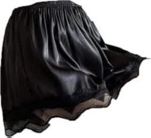 (1PC) [ L size, suitable for weight (60-80KG)] Elegant Lace Satin Safety Short Pants Women Home Sleeping Shorts Seamless Underwear Female Safe Boxer Shorts Lingerie (Black)B0DJTF91KM