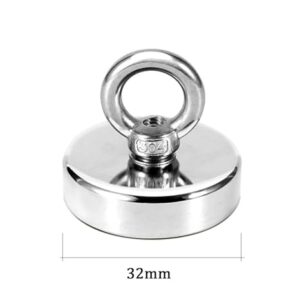 [ 1Pcs ] Super Strong Neodymium Magnets N52 Iman Ima Magnetic Fishing Magneat with Countersunk Hole Eyebolt for Salvage (D32) - B0D38CKL7Z