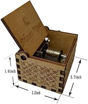 -Moon River Wooden Music Box Hand Cranked Wood Engraved Music Box with Free Necklace(Moon River)-B09315MZLM