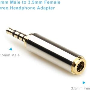 2Pcs 3.5mm to 2.5mm / 2.5 mm to 3.5 mm 4 Poles Stereo Audio Headphone AUX Adapter Male Plug Female Jack Converter Connector-B0BZPD28BM