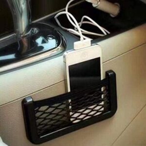 Sticky Universal Car Seat Side Back Pocket Storage Organizer Nylon Net Resilient Bag Phone Holder Black-B096RGLDHG