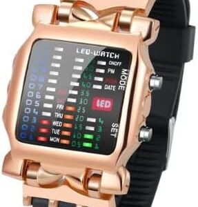 1Pcs New Digital Watch For Men Women 2022 Binary Luminous Cool Sports Style Electronic LED Display Dial Soft Wristband Men's Watch-B0CR6ZT723