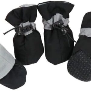 [4pcs/set] Waterproof Pet Dog Shoes Anti-slip Rain Boots Footwear for Small Cats Dogs Puppy Dog Pet Booties Pet Paw Accessories (Black, 7)-B0CRC9ZCS1