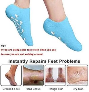 Silicon Socks Heel for Crack (1 Pair) Spa Gel Socks for Women and Men, Feet Protector Crack Heel Repair Socks with Moisturizing Natural Oil and Vitamin E Repair Dry, (Black)-B0DFCFR5QV