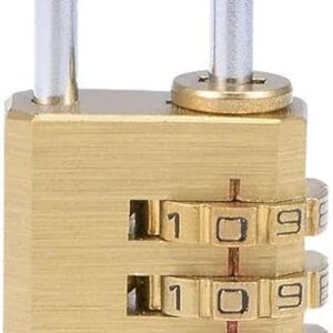 (1 Pcs - Large Golden Color) 4 Digit Combination Code Number Padlock For Dormitory Door Gym Luggage Zipper Bag Backpack Suitcase Drawer Durable Locks (Large L 8xW 3x 1 Cm)-‎ B0DGDCFJGR