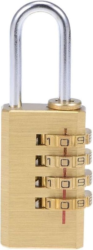 (1 Pcs - Large Golden Color) 4 Digit Combination Code Number Padlock For Dormitory Door Gym Luggage Zipper Bag Backpack Suitcase Drawer Durable Locks (Large L 8xW 3x 1 Cm)-‎ B0DGDCFJGR