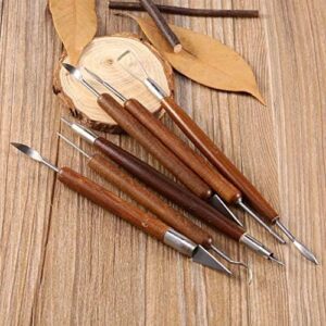 6pcs Clay Sculpting Set Wax Carving Tools Shapers Wood Handle - B091CQV68N