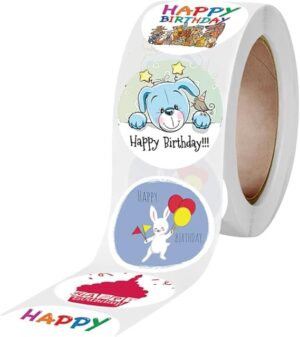 500Pcs Cute Happy Birthday Stickers 2.5cm/1 Inch Children's Birthday Party Gift Sealing Decorations Greeting Card Labels - Code 02-B0DJZ8Q8H1