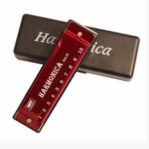 Harmonica for Musical Instrument for Beginners with 10 Hole Diatonic Mouth Organ Set with Storage Box Music Boxes 11Cm Long (Golden) Brand: Generic