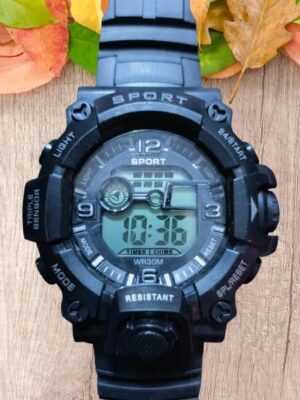 Men's and Kids Digital Rubber Sport Watch (Black)-B0DMXJZX59