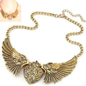 513maFGIWdL._AC_ Fashion Women's Rhinestone Heart Angel Wings Statement Necklace Jewelry wing heart pendant a lobster clasp Necklace-B0C692F1P9