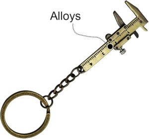 FFangBox,Keyring Zinc Alloy Vernier Caliper Keychain Mini Key Chain for Length Depth Inner Outer Diameter Measuring-B0C4JXGSHF