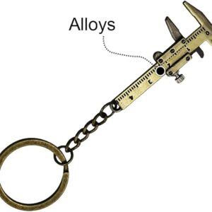 FFangBox,Keyring Zinc Alloy Vernier Caliper Keychain Mini Key Chain for Length Depth Inner Outer Diameter Measuring-B0C4JXGSHF