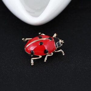 Fashion Rhinestone Brooch For Women Brooch Collar Pins Corsage Crystal Leaves Insect Brooch Badges Jewelry Accessories (Red-Beetle)-B0DBPZYL3N