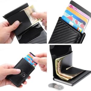 515Jcy3BA1L._AC_SX679_ Fashion Business Carbon Fiber Credit Card Holder Wallet Men Rfid Metal Thin Pop Up Minimalist Wallet Small Purse Metal Wallet Color may be vary (Brown)-B0DKBYGMXH