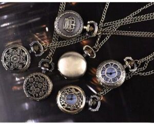 1Pcs Antique Unisex Vintage Hollow Crown Bronze Clock Quartz Pocket Dress-B0DLT4N8C3