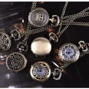 1Pcs Antique Unisex Vintage Hollow Crown Bronze Clock Quartz Pocket Dress-B0DLT4N8C3