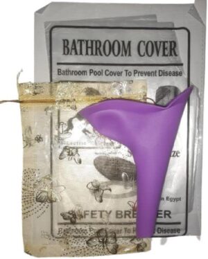 Female, Ladies Portable Reusable Urination Device Kit for Women – Aarubi Urinal Funnel, Drawstring Bag and Disposable Flushable Toilet Seat Cover X 10. For Office, Travel, Camping and Hiking (1pcs)-B0BSFZSM54