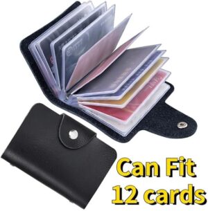 24 Bits Card Case Leather Function Business Card Holder Men Women Credit Card Bag ID Card Wallet (Blue)-‎B0DH8MK27N