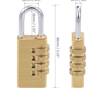 (1 Pcs - Large Golden Color) 4 Digit Combination Code Number Padlock For Dormitory Door Gym Luggage Zipper Bag Backpack Suitcase Drawer Durable Locks (Large L 8xW 3x 1 Cm)-‎ B0DGDCFJGR