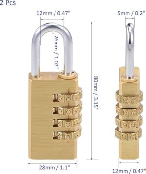 (1 Pcs - Large Golden Color) 4 Digit Combination Code Number Padlock For Dormitory Door Gym Luggage Zipper Bag Backpack Suitcase Drawer Durable Locks (Large L 8xW 3x 1 Cm)-‎ B0DGDCFJGR