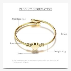[1PCs]New Trendy Metal Braided Cable Shape Heart Bracelet for Women Fashion Metal Bangle Accessories On Hand 2021Jewelry for Girl Gift-B0DL17H1KT