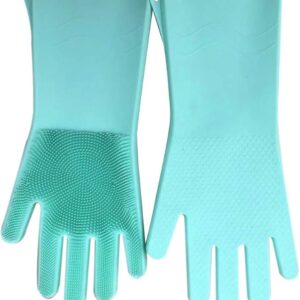 517NqgZfJLL._AC_SX679_ Dishwashing Silicon Dishes Cleaning Gloves- Green-B091CV59XW