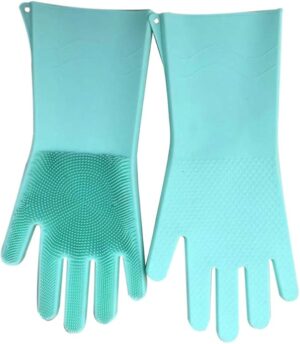 Dishwashing Silicon Dishes Cleaning Gloves- Green-B091CV59XW