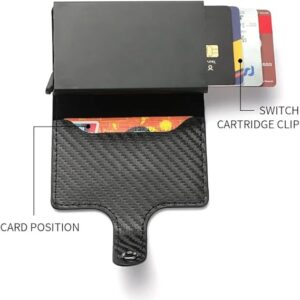 Fashion Business Carbon Fiber Credit Card Holder Wallet Men Rfid Metal Thin Pop Up Minimalist Wallet Small Purse Metal Wallet Color may be vary (Blue)-‎B0DKBZZ564
