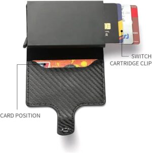 Fashion Business Carbon Fiber Credit Card Holder Wallet Men Rfid Metal Thin Pop Up Minimalist Wallet Small Purse Metal Wallet Color may be vary (Blue)-‎B0DKBZZ564