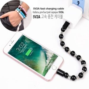 51AKfBSNQtL._SX466_ (1PC) Bead Pure Color Bracelet USB Cable Universal Mobile Phone ipad Charger For IOS Sync Data Fast Charging Cord(Type IOS Only With Sliver Rings)-B0C7ZT21L2