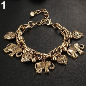 Women's Vintage Unique Carved Heart Elephant Shiny-Copper-B0DLSNX7S8