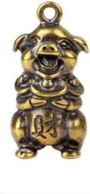 Bull Ornament Sculpture Copper Miniatures Figurines Desk Decoration Pure Copper Handmade Lines Key Pendant Key Chain Accessories -PIG (pig)B09XFCY7T1