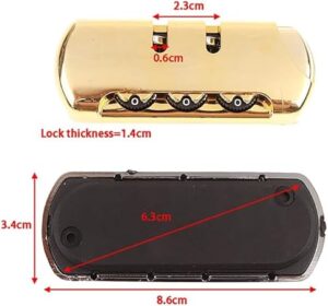 1pcs - 3 Digit Combination Padlock Accessories For Bags Lock Luggage Suitcase Travel Bag Code Lock Black Combination Lock (Gold Color)-B0DJ7Z4T9T325