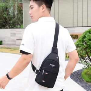 New Chest Bag For Male Men's shoulder bag Simple Nylon Fashion Mini Cross Bag Waterproof Crossbody Bag Luxury Bag 31X17X5 Cm (Grey)-B0DD5NDPRV