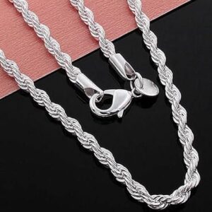 Fashion Women's Men's 925 Sterling Silver Twist Chain Necklace - Only Chain-B0DLHP6WVL